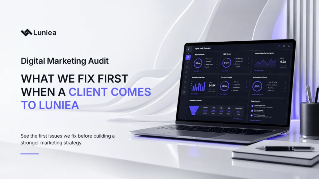 Digital-Marketing-Audit-What-We-Fix-First-When-a-Client-Comes-to-Luniea